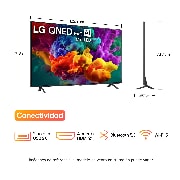 LG QNED evo AI QNED85 Mini LED Sports Forecast by AI Concierge displays a live soccer match with an on-screen AI panel presenting predictions, player insights, and league data, suggesting how AI analyzes gameplay to forecast match outcomes. 